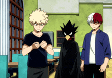 a group of anime characters standing next to each other including bakugo and todoroki