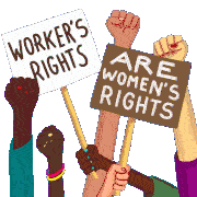 Workers Rights Are Womens Rights Fight The Power Sticker - Workers Rights Are Womens Rights Fight The Power Minimum Wage Stickers