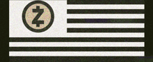 a black and white striped flag with a dollar sign in the middle