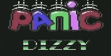 the word panic is written in pixel art on a black background