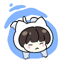 a drawing of a person wearing a white cat costume