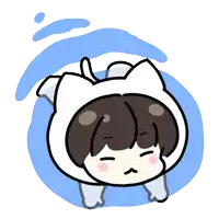 a drawing of a person wearing a white cat costume