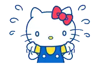a hello kitty cartoon with a red bow on her head