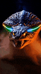 a snake with glowing eyes and a glowing mouth