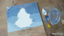 a painting is being made in animatica with a palette of paint