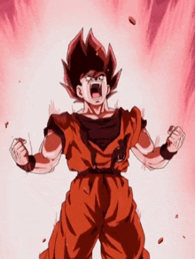 a cartoon of a man in a red costume screaming .