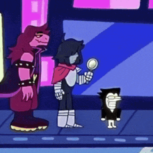 a cartoon character is holding a magnifying glass