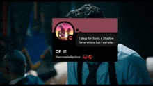a man in a suit and tie is looking at a screen that says 2 days for sonic x shadow