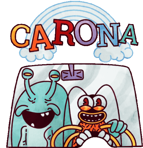 Cockroach And Slug In Car With Caption Carpool In Portuguese Sticker - Oscaris Coming Carona Google Stickers