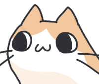 a drawing of a cat holding a knife with a w on its face