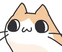 a drawing of a cat holding a knife with a w on its face