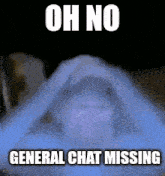 a meme of a person with their hands on their head and the words oh no general chat missing