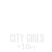 a white background with the words city girls +10pt written on it
