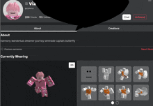 a screenshot of a person 's account on a video game