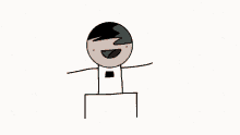 a stick figure drawing of a man with green hair