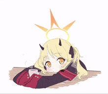 a little girl with horns and a halo on her head