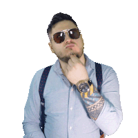 a man with a beard wearing sunglasses and a watch
