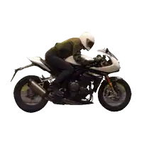 a man wearing a helmet is riding a white motorcycle