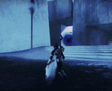 a person in a video game is walking through a tunnel