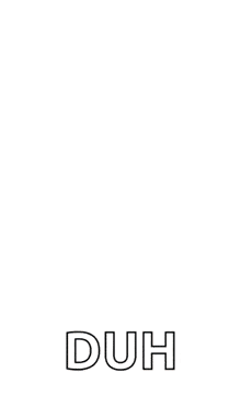 a man in a suit and tie is standing in front of a white background with the word duh on it .