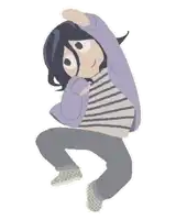 a pixel art drawing of a person in a striped shirt dancing