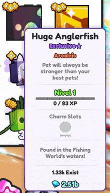 huge anglerfish exclusive arcoiris pet will always be stronger than your best pets nivel 1