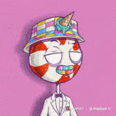 a cartoon character wearing a hat with an ice cream cone on it is created by hailuo ai