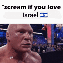 a man with the word israel on his chest