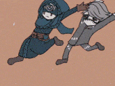 a cartoon of a man holding another man 's hand .