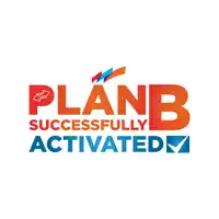 a logo that says plan b successfully activated on it