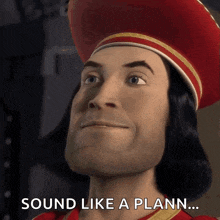 a cartoon character with the words sound like a plann on his face