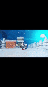papyrus and sans are standing next to each other in the snow .