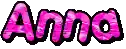 the word anna is written in pink and black letters .