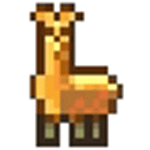 a pixel art drawing of a llama with a yellow face .
