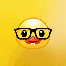 a cartoon duck wearing glasses and a smile
