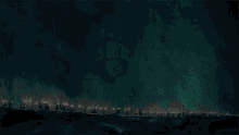 a large whale is swimming in the ocean behind a crowd of people holding candles