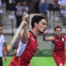 Throwing Hockey Stick Tanguy Cosyns GIF - Throwing Hockey Stick Tanguy Cosyns Olympics GIFs