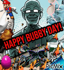 a happy bubby day greeting card with a collage of images