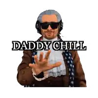 a man in a costume with the words daddy chill written on it