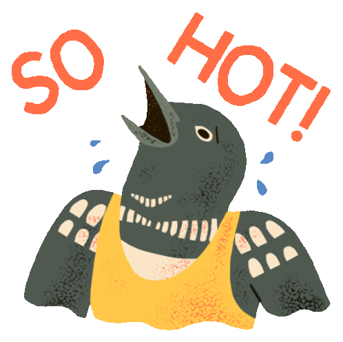 Bird Sweating And Feeling Hot. Sticker - Le Loon Bird So Hot Stickers