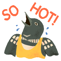 Bird Sweating And Feeling Hot. Sticker - Le Loon Bird So Hot Stickers