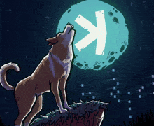 a cartoon of a dog howling at the moon