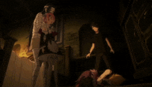 a girl with blood coming out of her mouth