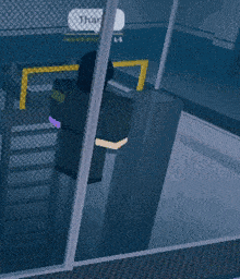 a person in a video game is standing in front of a window with a speech bubble that says thor .