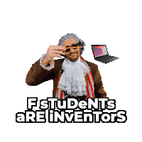 a picture of a man with a scarf around his neck that says fstudents are inventors