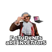 a picture of a man with a scarf around his neck that says fstudents are inventors