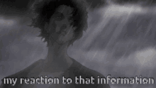 a picture of a man with the words " my reaction to that information " above him