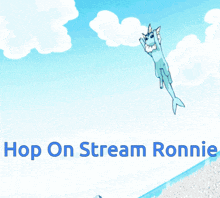 a picture of a pokemon with the words hop on stream ronnie below it