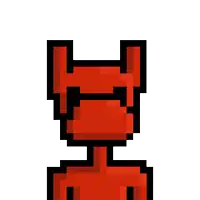 a pixel art drawing of a red armor with a black collar .