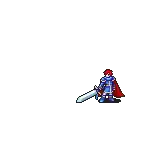 a pixel art drawing of a blue parrot with white wings and a red beak